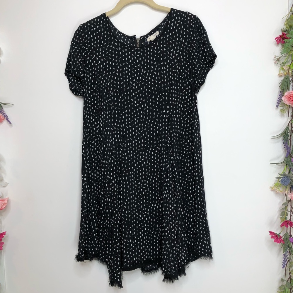 Silence + Noise black and white print mini swing dress short sleeves